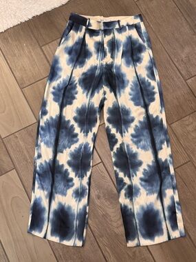 Zara Blue Tie-Dye Wide Leg Pants